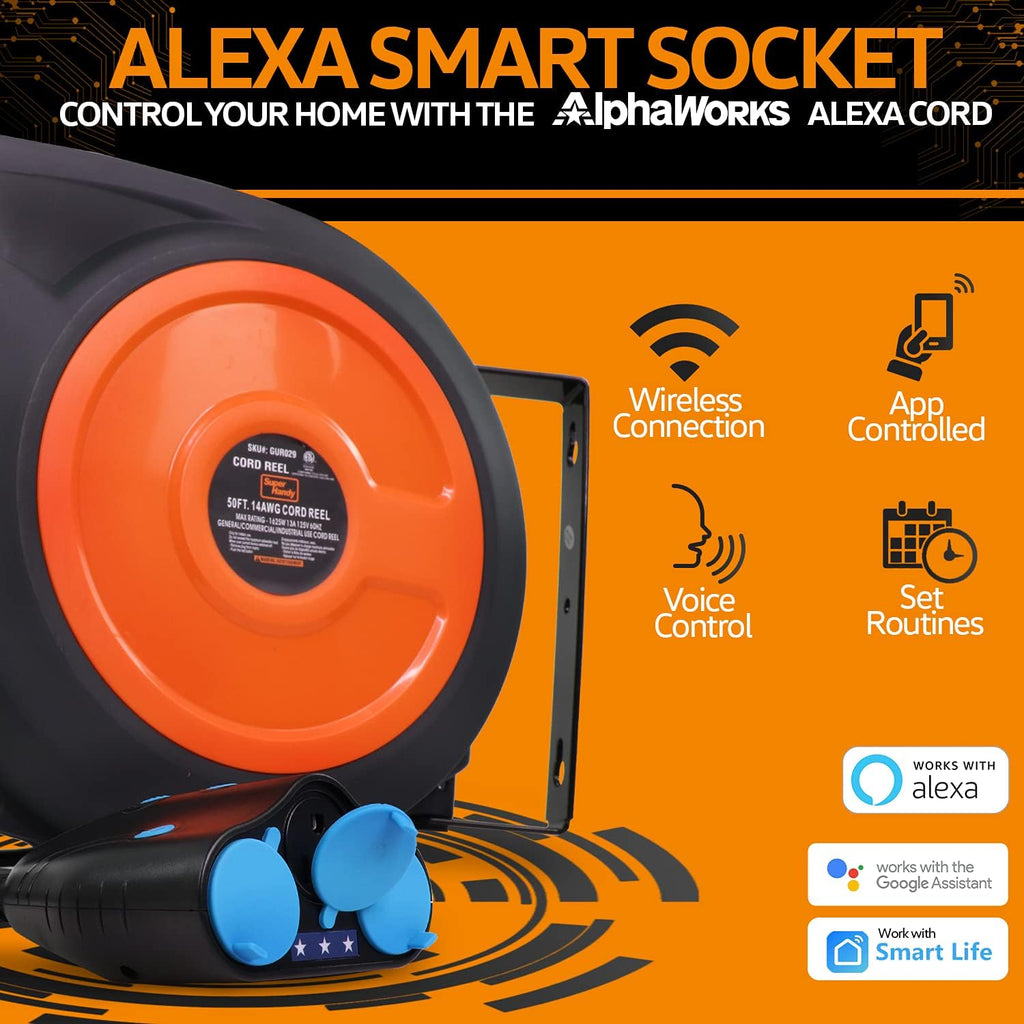 Retractable Cord Reel with 3 Outlet, IP64 Waterproof H7582