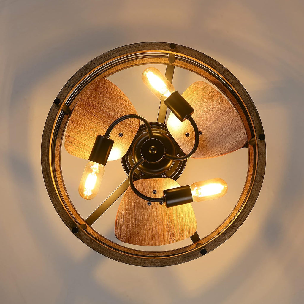 20-inch Caged Ceiling Fan with Lights, Reversible, Remote, Bladeless F5545