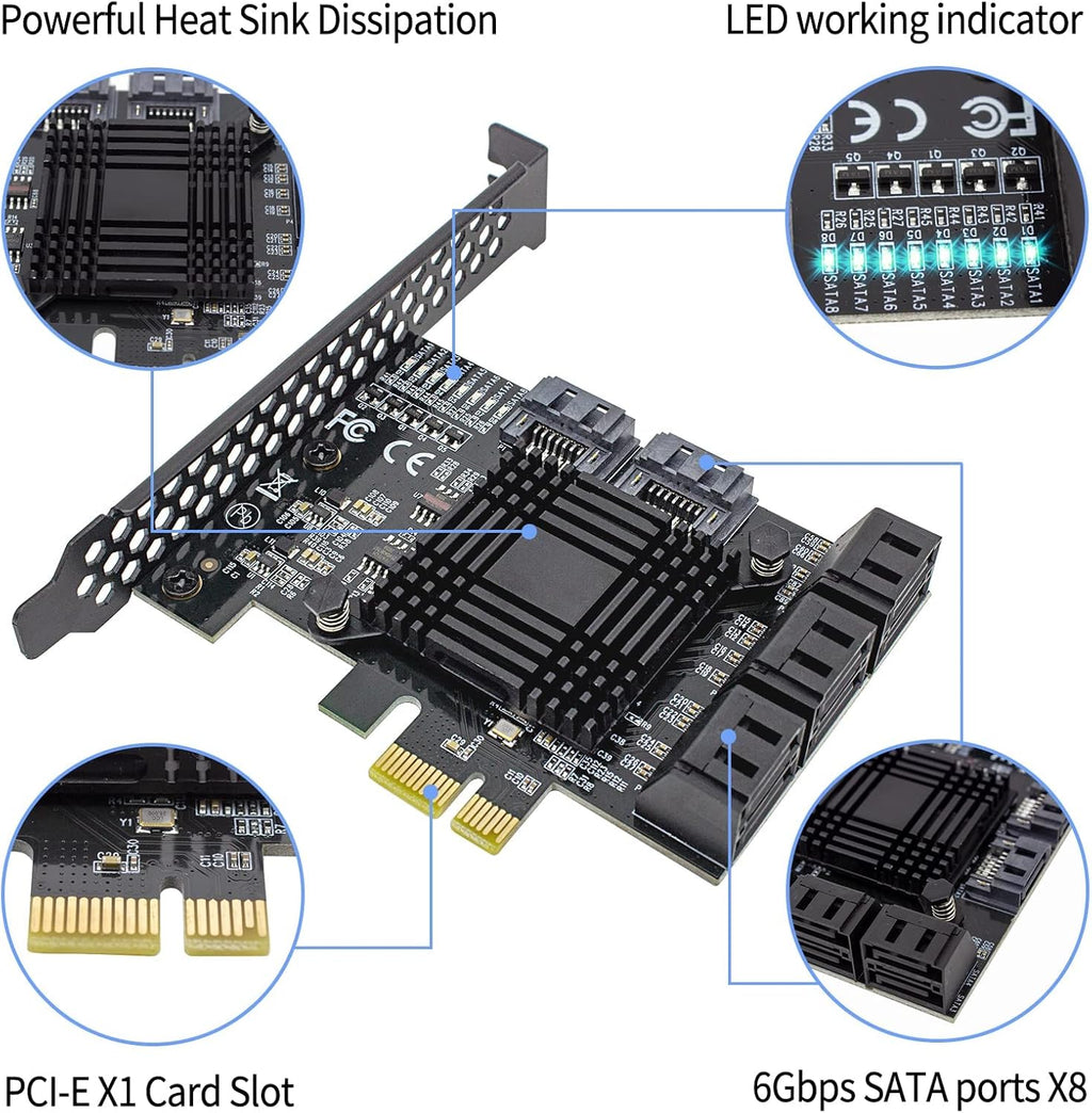 8 Port SATA 3.0 PCI Express Expansion Card with Low Profile Bracket O337641