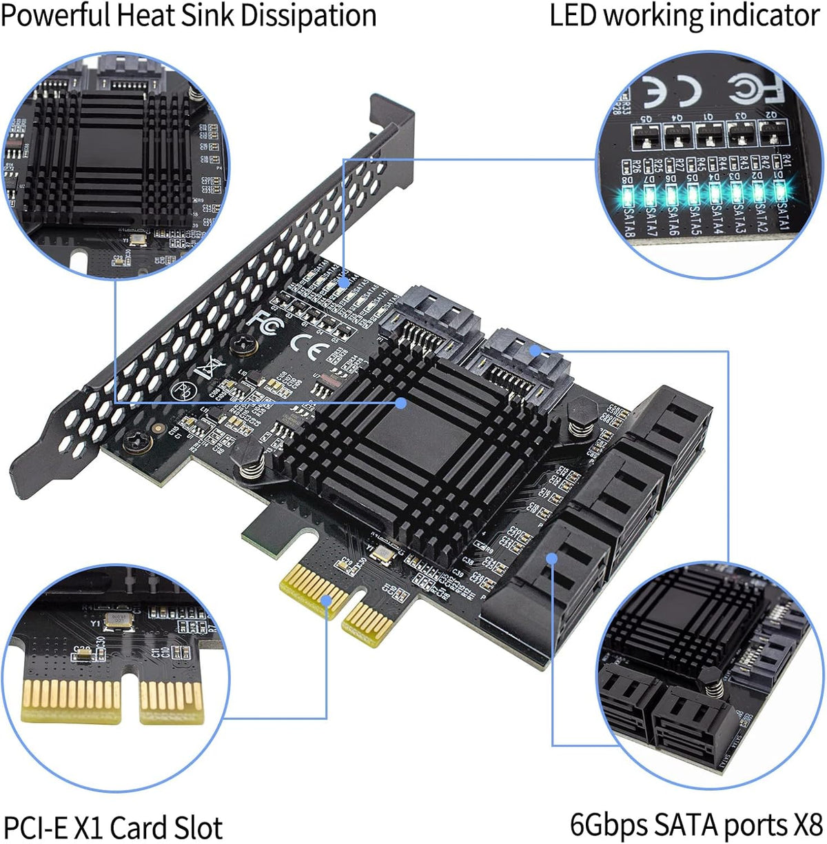8 Port SATA 3.0 PCI Express Expansion Card with Low Profile Bracket O337641