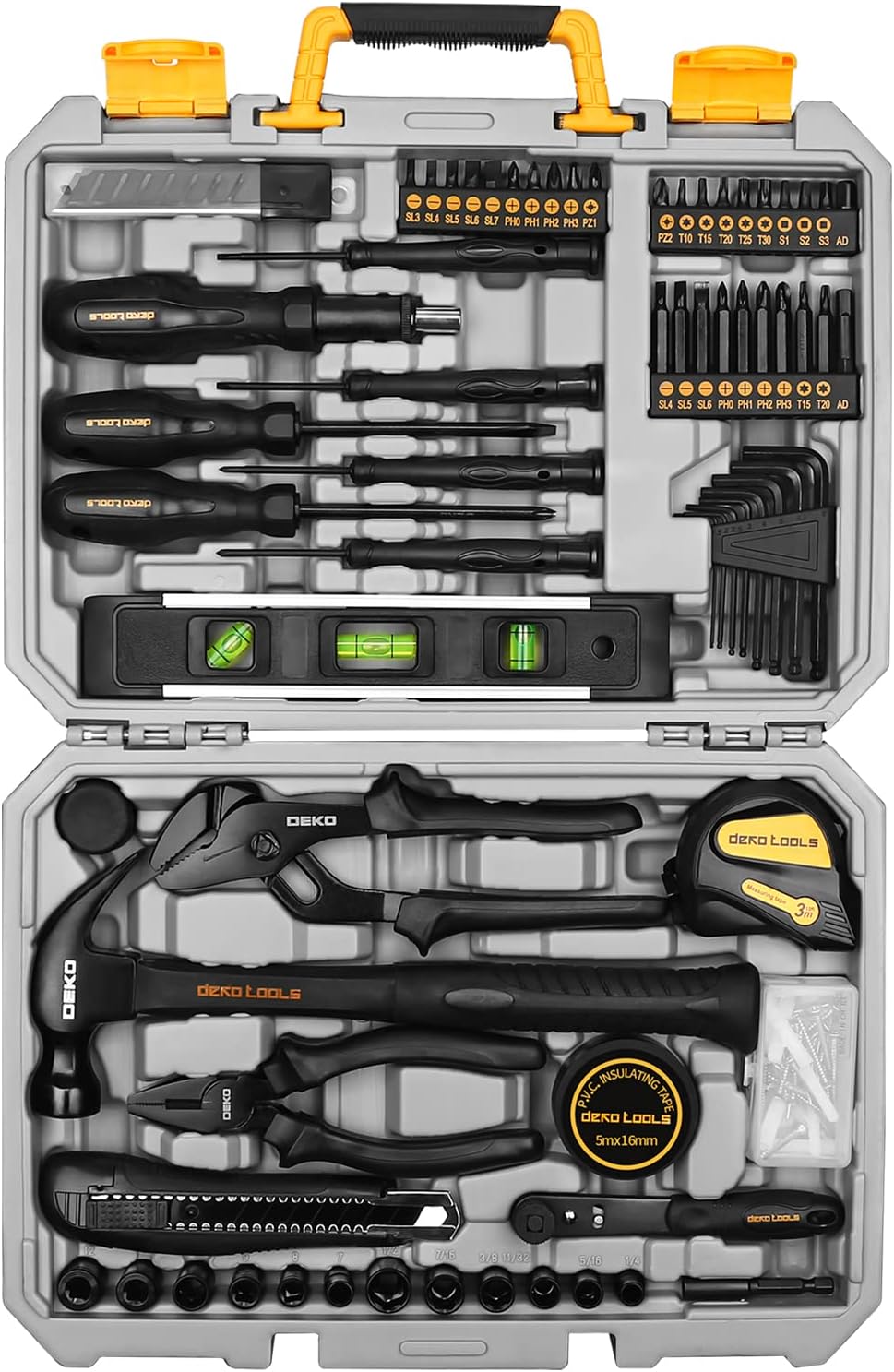 150 Piece Hand Tool Set with Plastic Toolbox Storage Case X726615