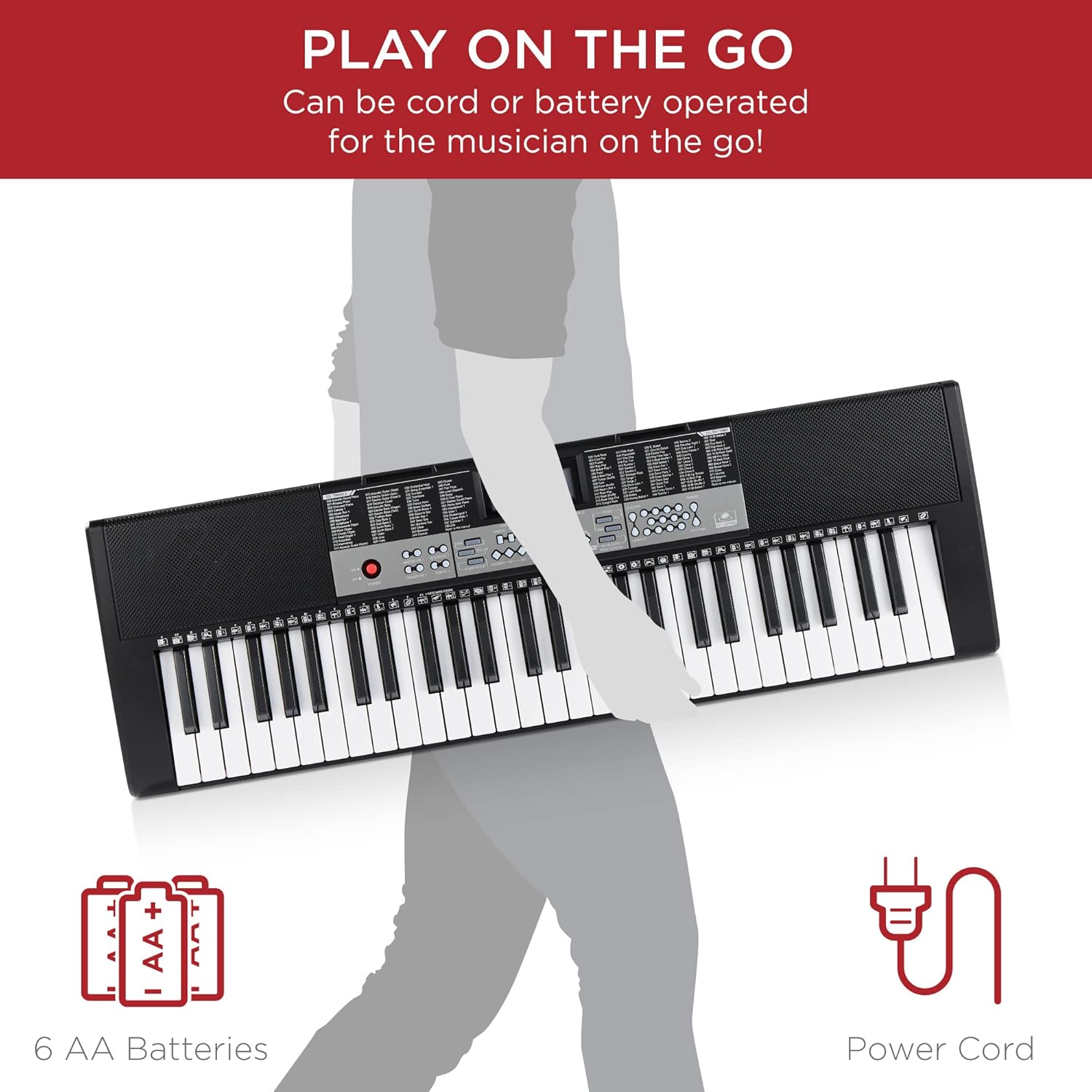 54-Key Electronic Keyboard Piano with LCD Screen, Power Adapter, Teaching Modes, Music Sheet Stand, Built in Speakers I405265
