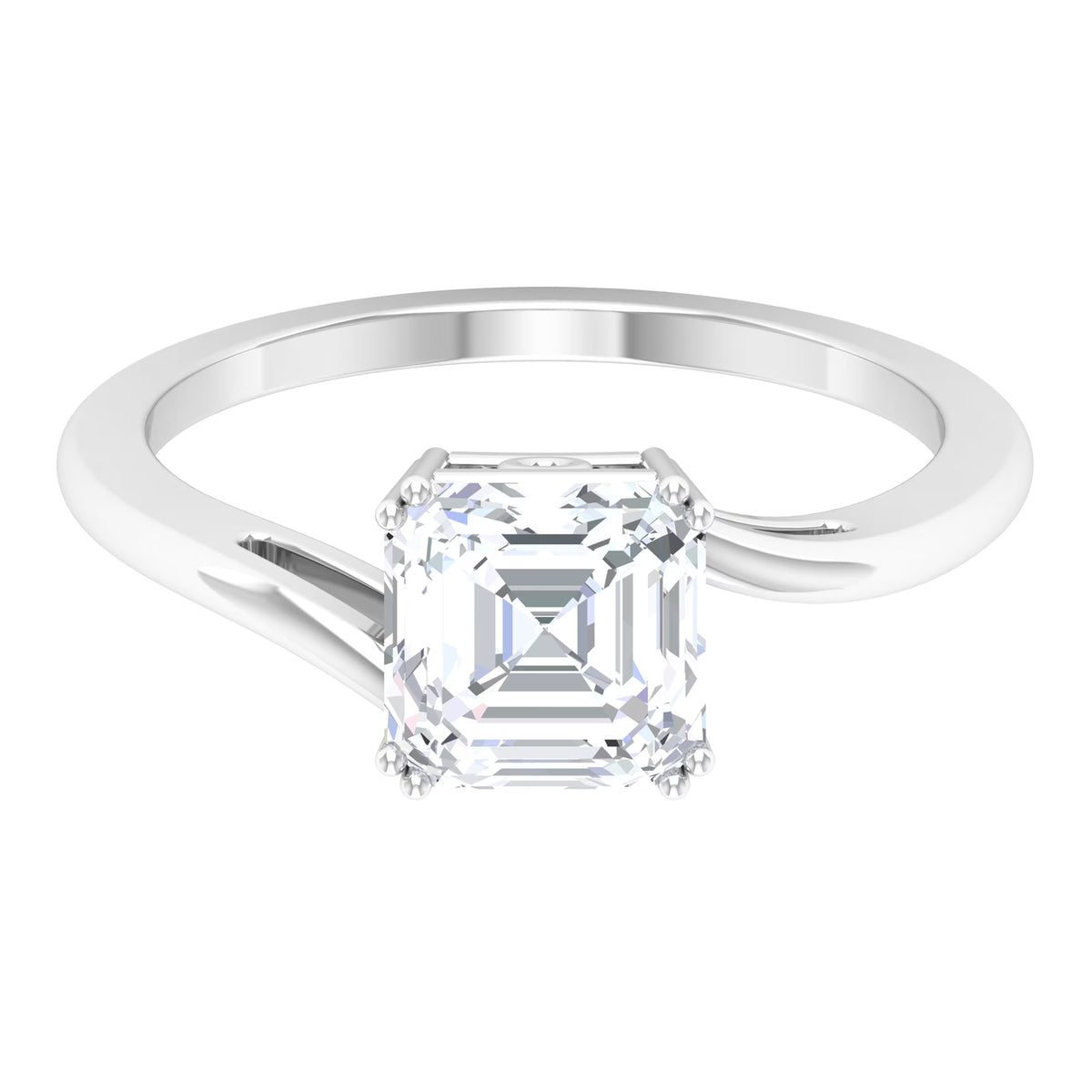 2 CT Asscher Cut Moissanite Solitaire Engagement Ring, 10K White Gold, US 3.00 I23733