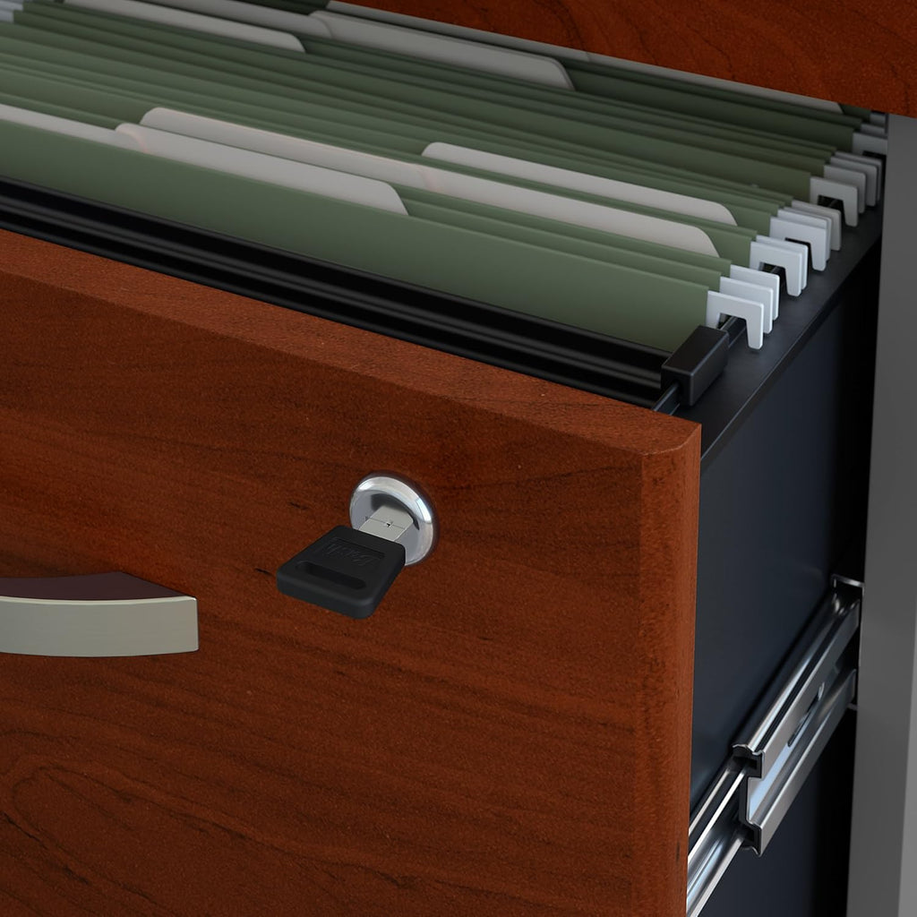 Office Desk with Mobile File Cabinet, 60W x 24D, Hansen Cherry I910748