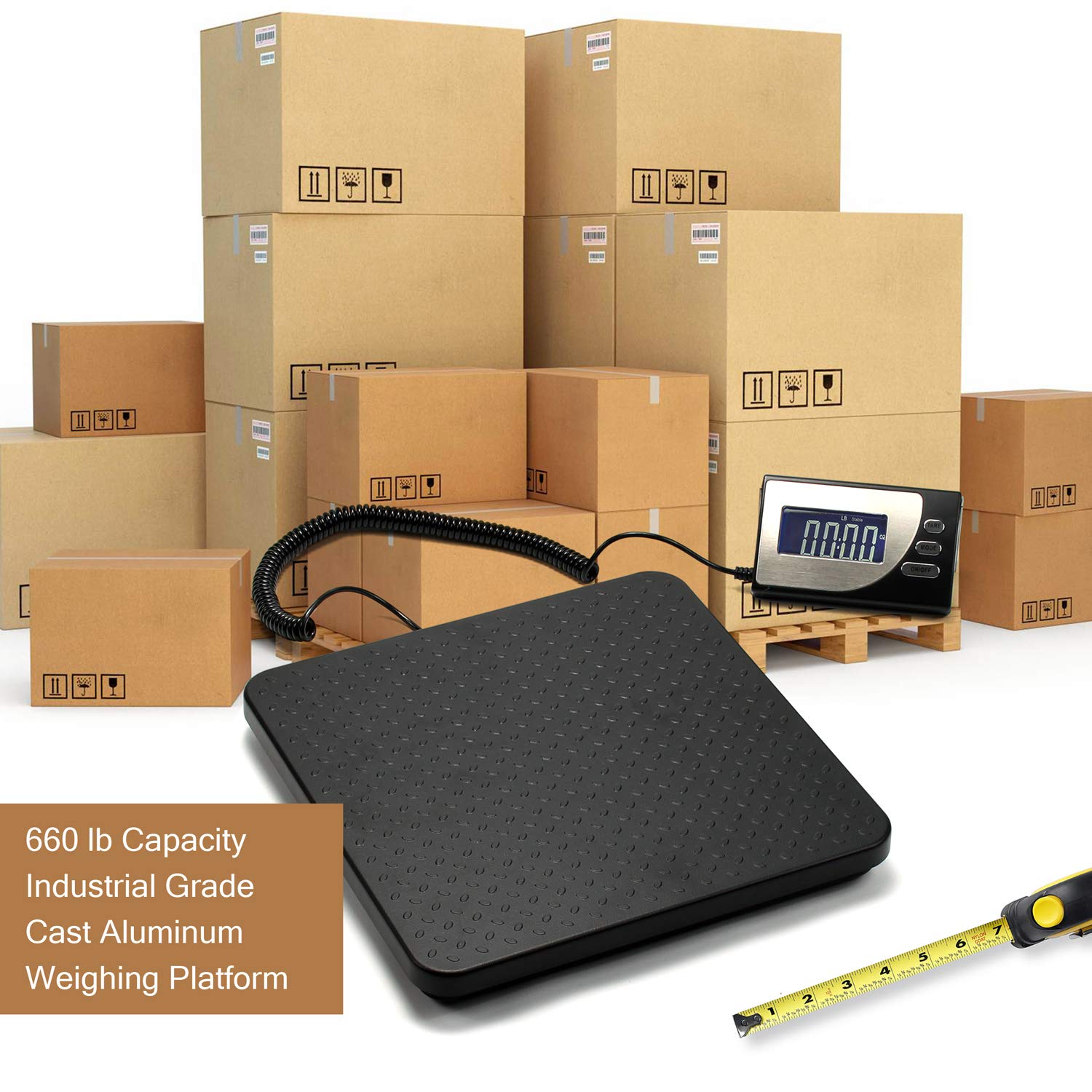 Digital Heavy Duty Postal Shipping Scale, Cast Aluminum Pan, Backlit LCD, AC Adapter, Multi Weight Unit, Pack of 2 W359340