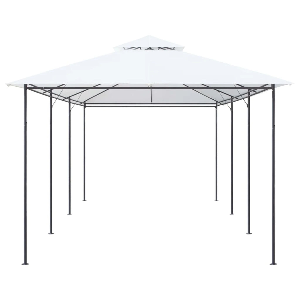 White Steel Frame Party Tent Gazebo Canopy Sun Shade Shelter 236.2 x 117.3 x 106.3 Inches I599031