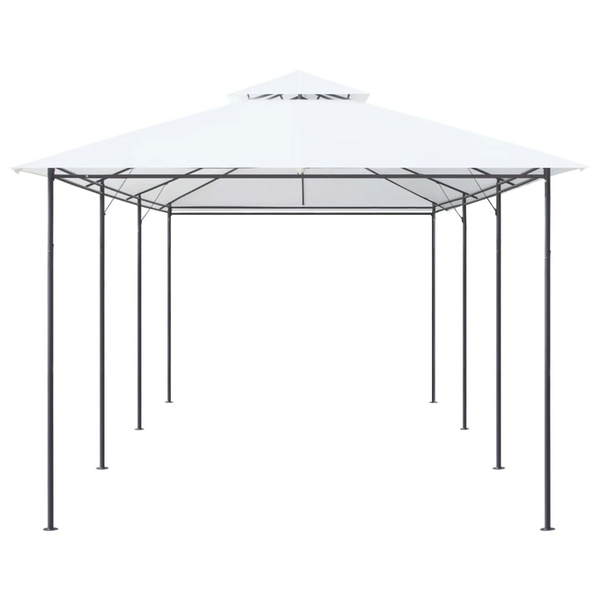 White Steel Frame Party Tent Gazebo Canopy Sun Shade Shelter 236.2 x 117.3 x 106.3 Inches I599031