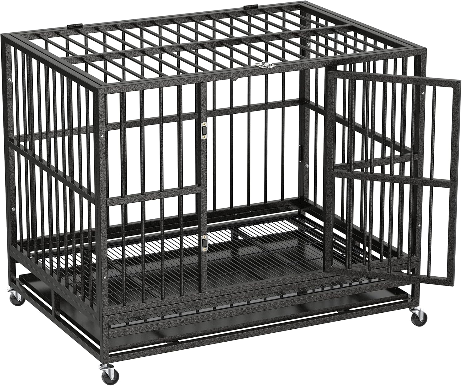 36 Heavy Duty Metal Dog Kennel and Crate, Double Door, Black Z169