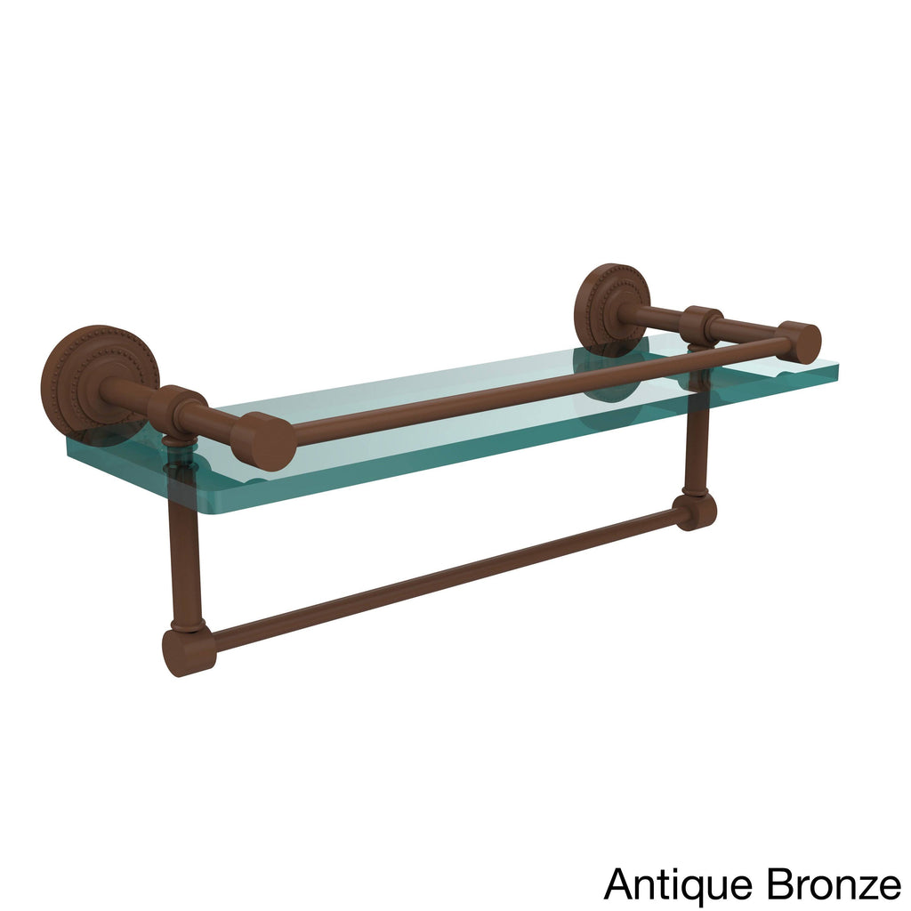 Polished Brass Gallery Glass Shelf with Towel Bar - 16 inch D336270
