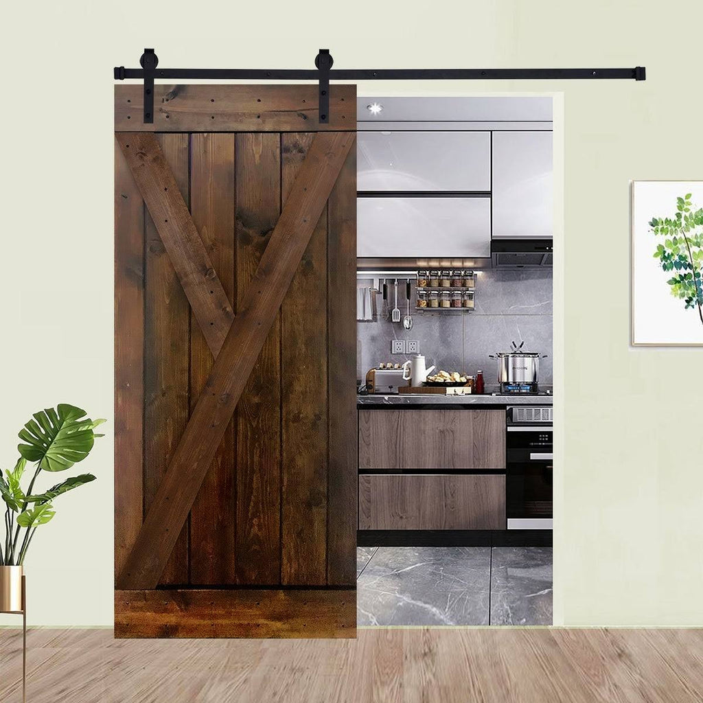 Paneled Wood Painted Barn Door with Installation Hardware Kit S297607