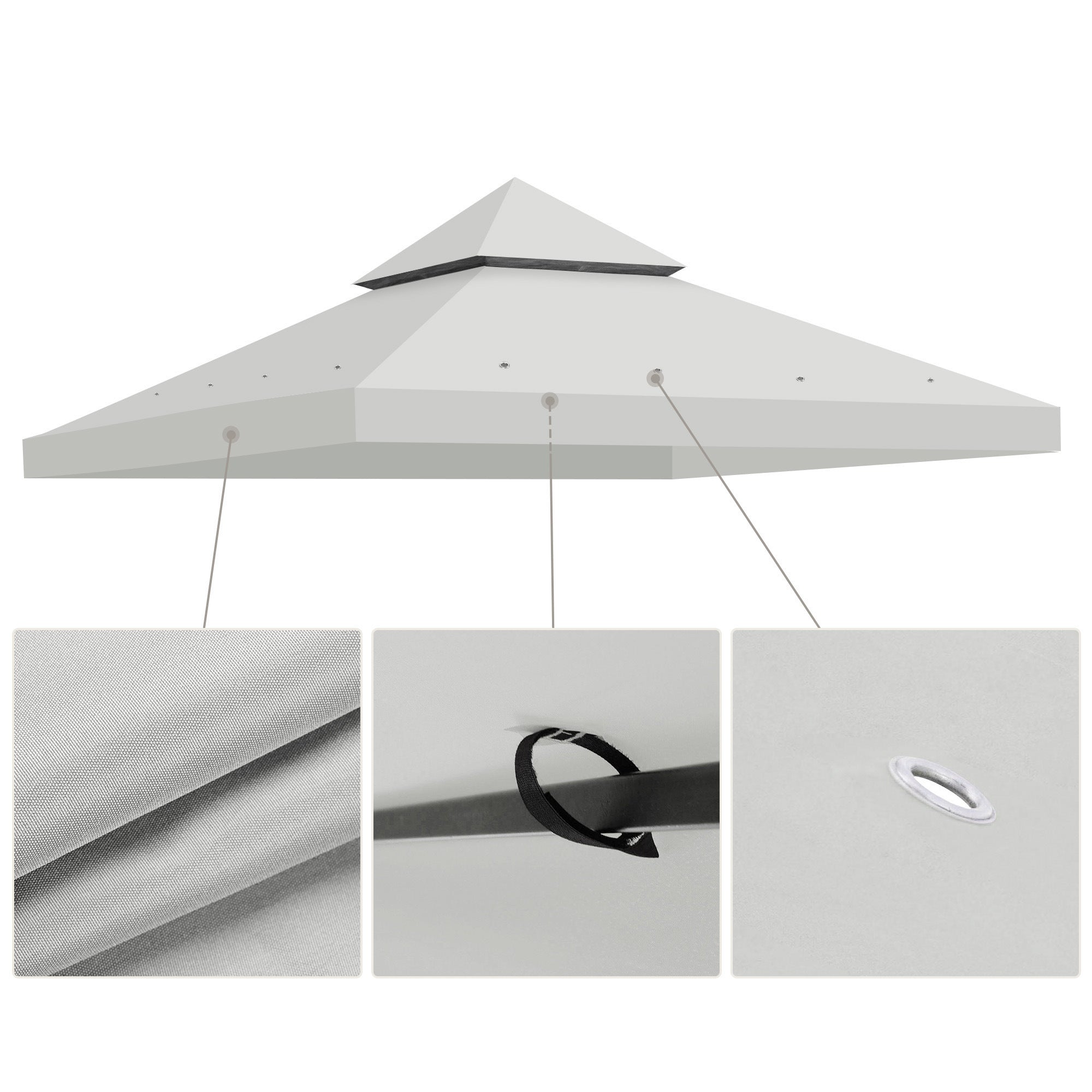 10x10ft Grey Gazebo Canopy Replacement V34361