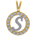 10k Two Tone Gold Cubic Zirconia Letter Pendant Necklace P202280