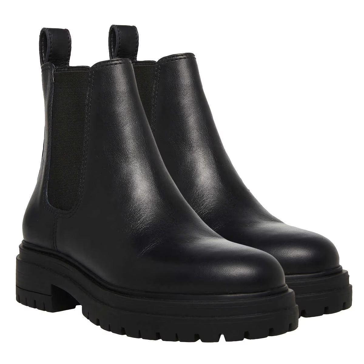 Black Genuine Leather Chelsea Booties F355