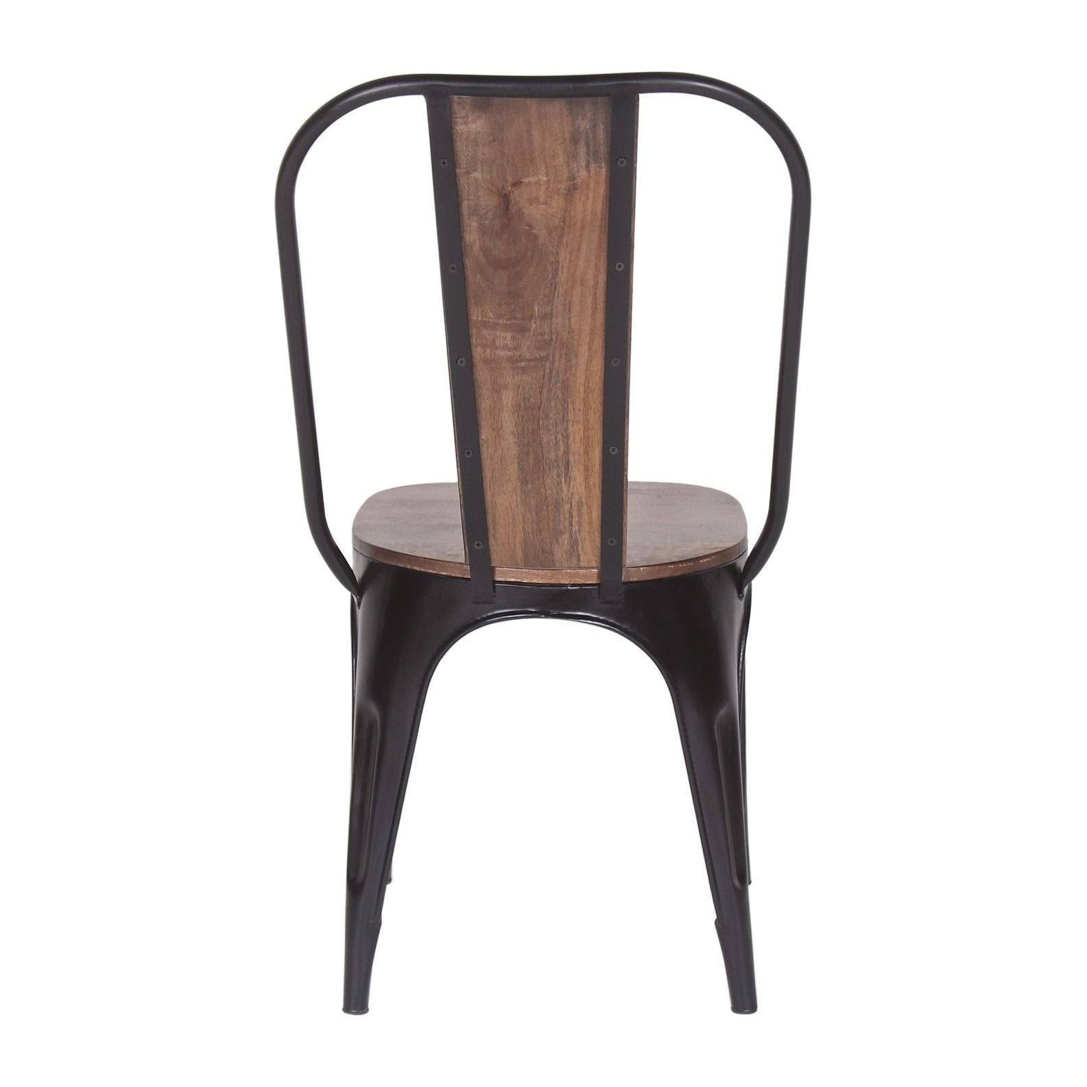 Industrial Iron Mango Wood Side Dining Chairs (Set of 2) Brown P11658