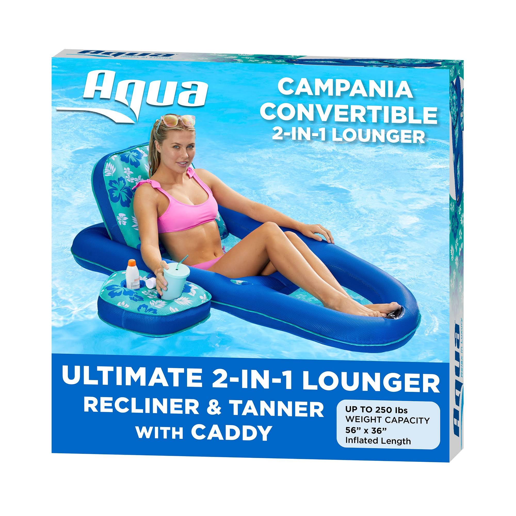 Teal Hibiscus 2-in-1 Pool Float Lounge and Caddy F179370
