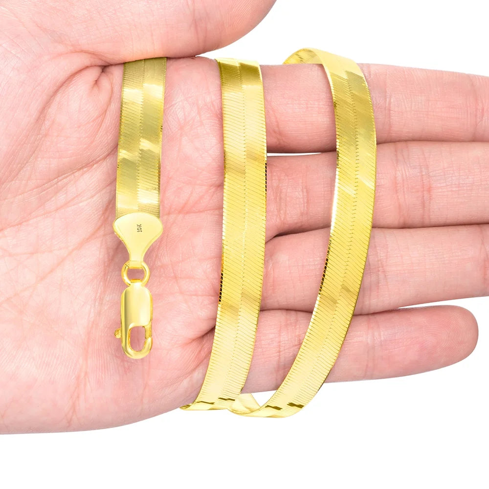 10k Yellow Gold Herringbone Chain Necklace 16" - 24" B55854