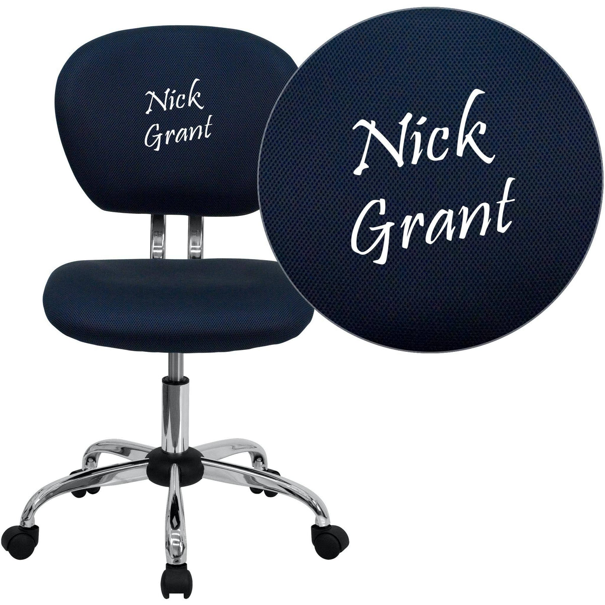 Navy Mesh Swivel Task Chair with Chrome Base X608515