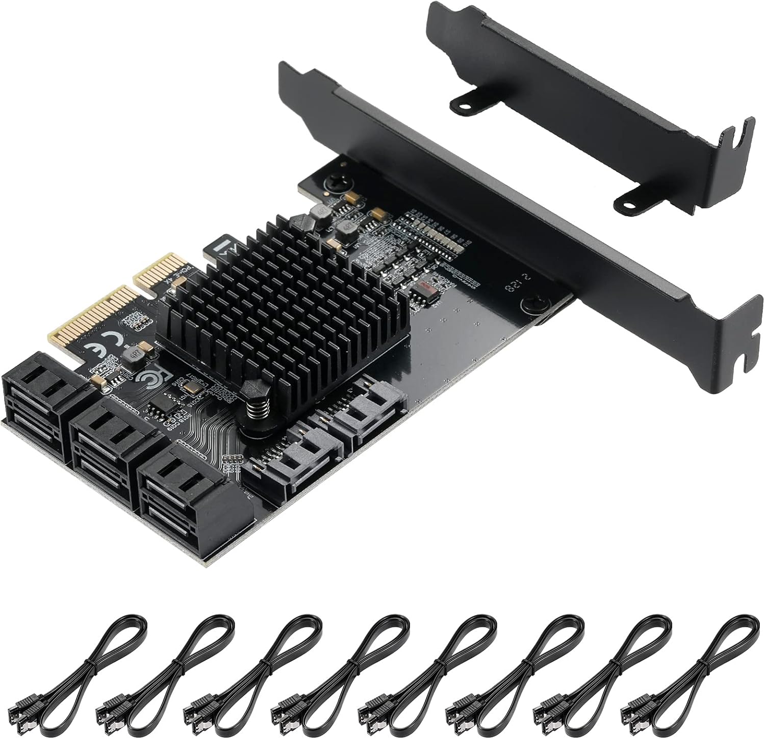PCIE to SATA 3.0 6 Gbps Controller, 8 SATA Card with Cables, Pack of 2 O63886