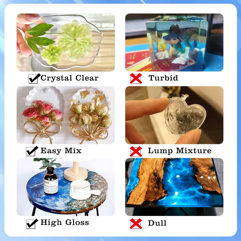 600ml Epoxy Resin Kit with Molds, Dried Flower, Gloves, Measuring Cup, Wooden Sticks U27726