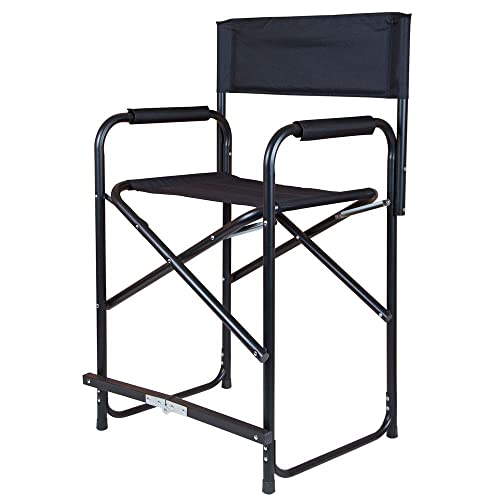Black Folding Director's Chair with 250lb Weight Capacity P7257
