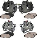 FRONT + REAR [4] Loaded Calipers + Ceramic Brake Pads Kit Z88461