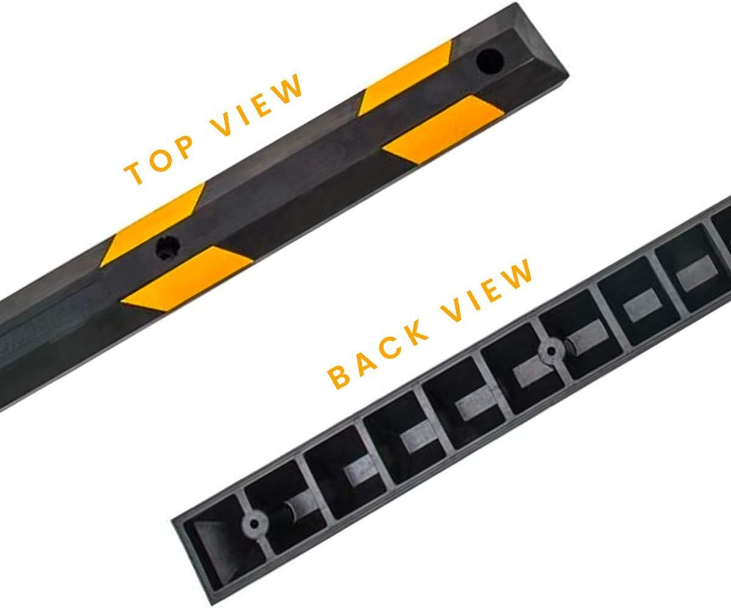 Rubber Parking Wheel Stopper Block 72” Wide Black/Yellow Reflective, Pack of 2 Q36955