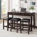 4-Piece Counter Height Dining Table Set with 3 PU Leather Padded Stools T72159