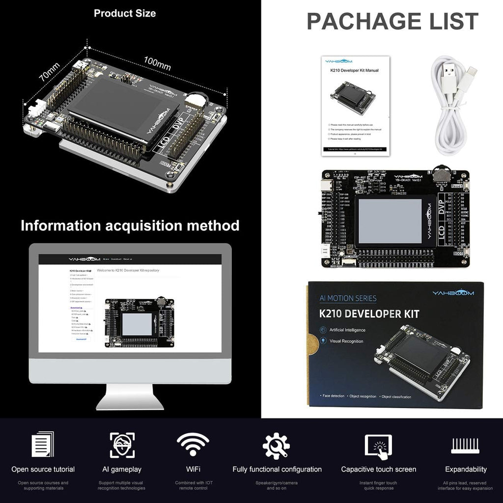 Single Board Computer K210 Developer Kit with AI Vision Camera Touch Screen Q887