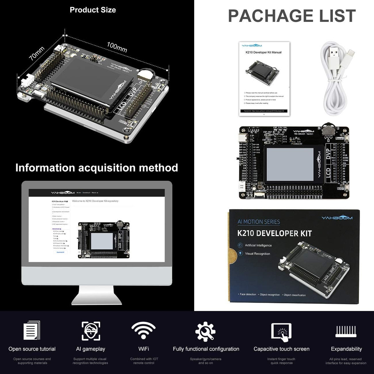 Single Board Computer K210 Developer Kit with AI Vision Camera Touch Screen Q887