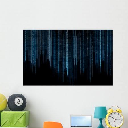 Black Blue Binary System Wall Mural Decal Sticker, Peel & Stick Vinyl Graphic (48 in W x 30 in H) C5280