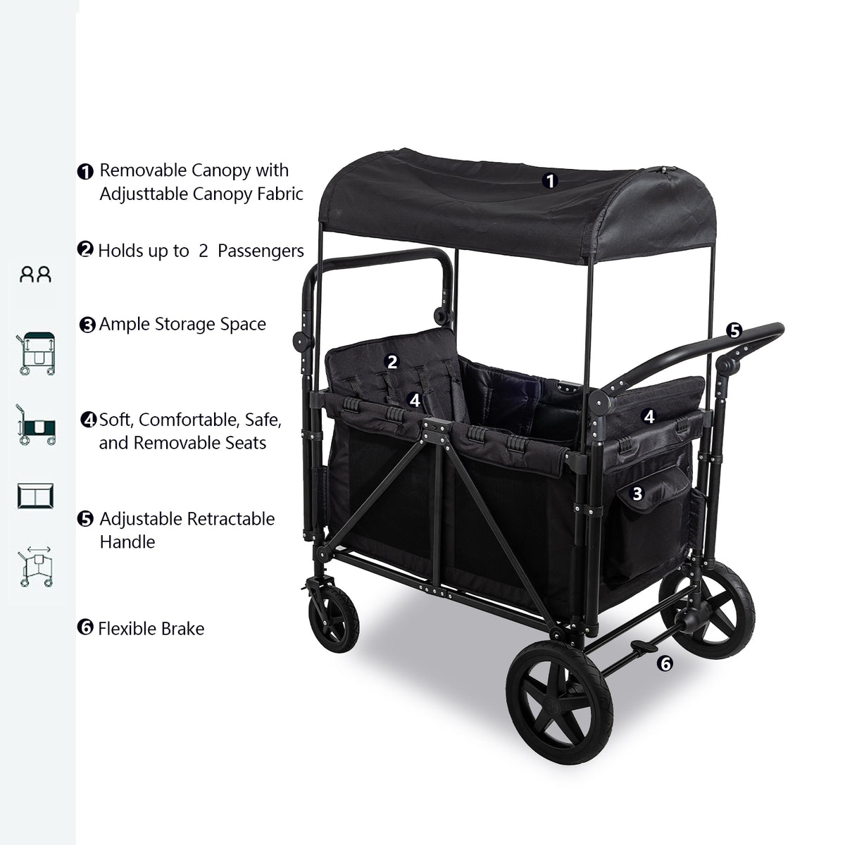 Folding Stroller Wagon with 5-Point Harnesses J60830