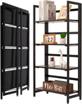 5-Tier Tall Bookcase, Industrial Style Bookshelf, Rustic Brown Z76212
