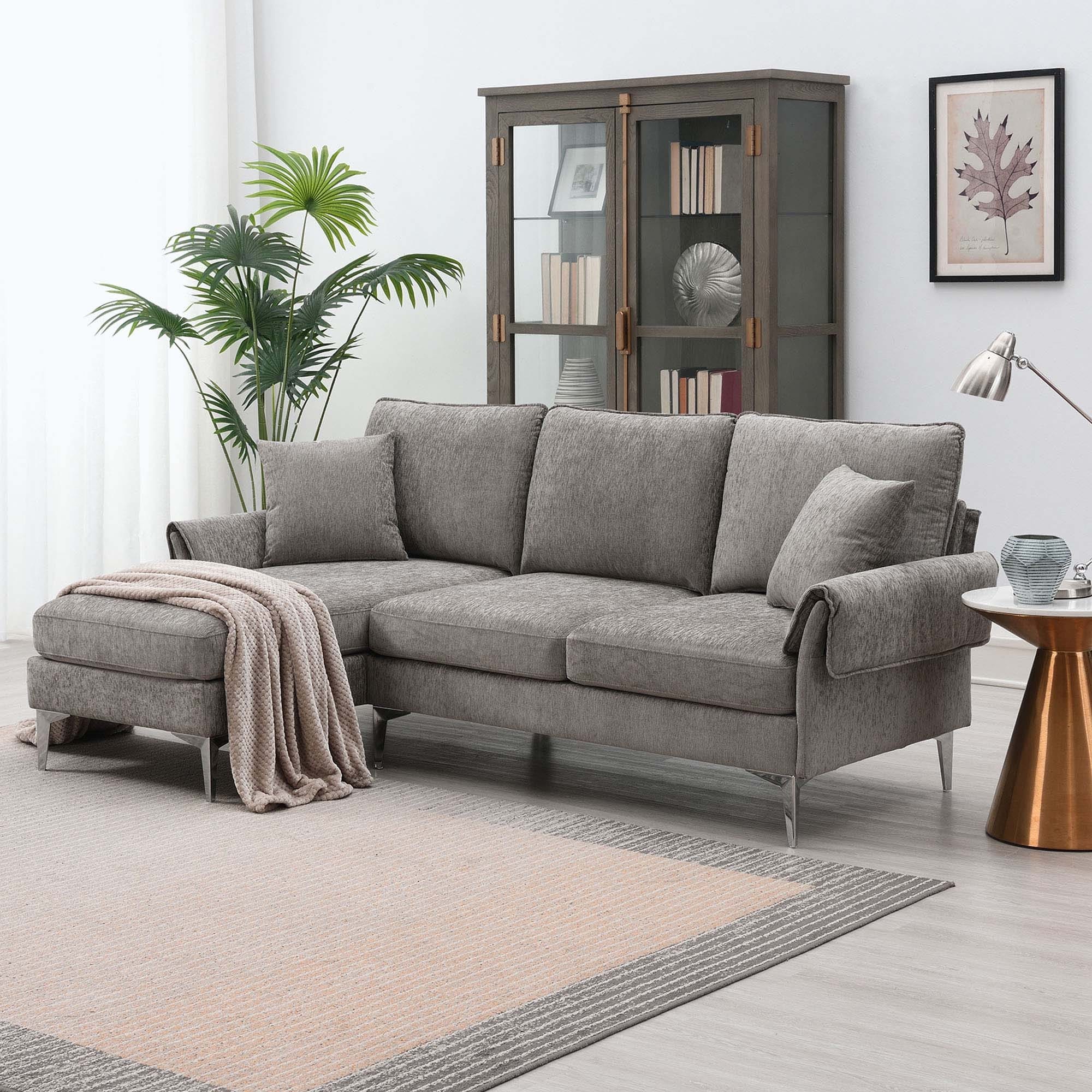 Modern Convertible Sectional Sofa with Reversible Chaise Lounge Espresso E6162