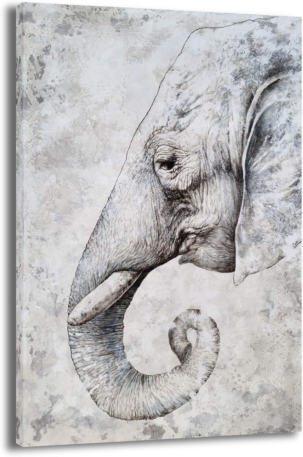 Grey and White Elephant Head Canvas Wall Art Painting T544552