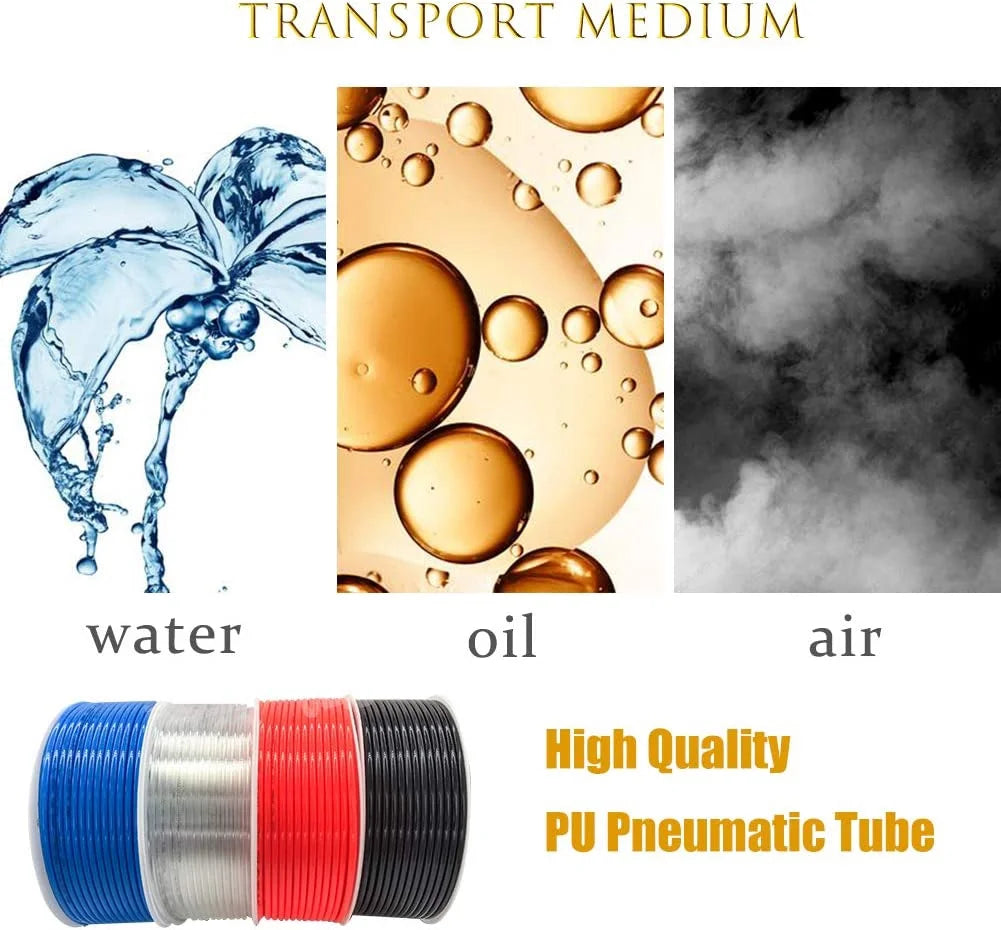 Pneumatic Tubing 6mm x 4mm PU Polyurethane Tube Air Hose Line Clear 32.8ft/10Meters J24302