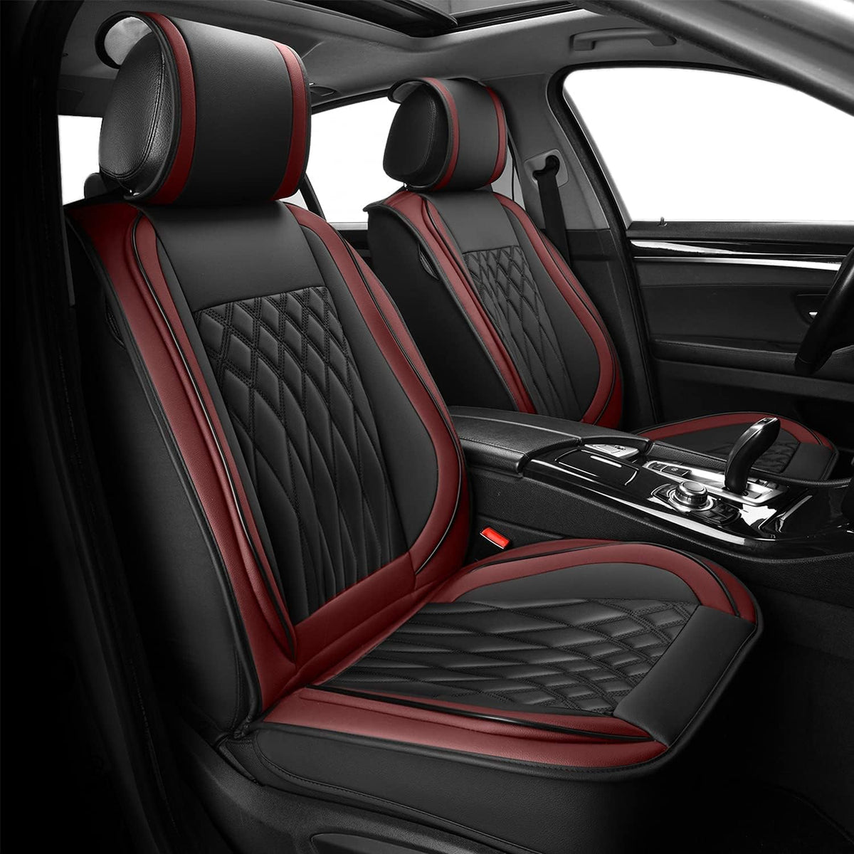 Black+Red Leather Car Seat Cover K38617