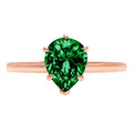 Pear Cut Green Simulated Emerald 18k Rose Gold Ring Size 10.5 Z438