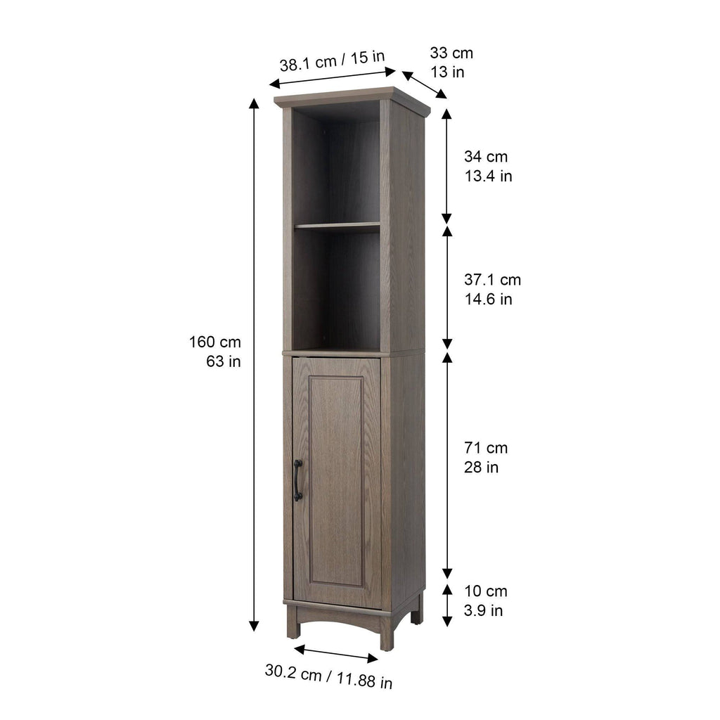 Wooden Bathroom Cabinet Linen Tower Salt Oak X837