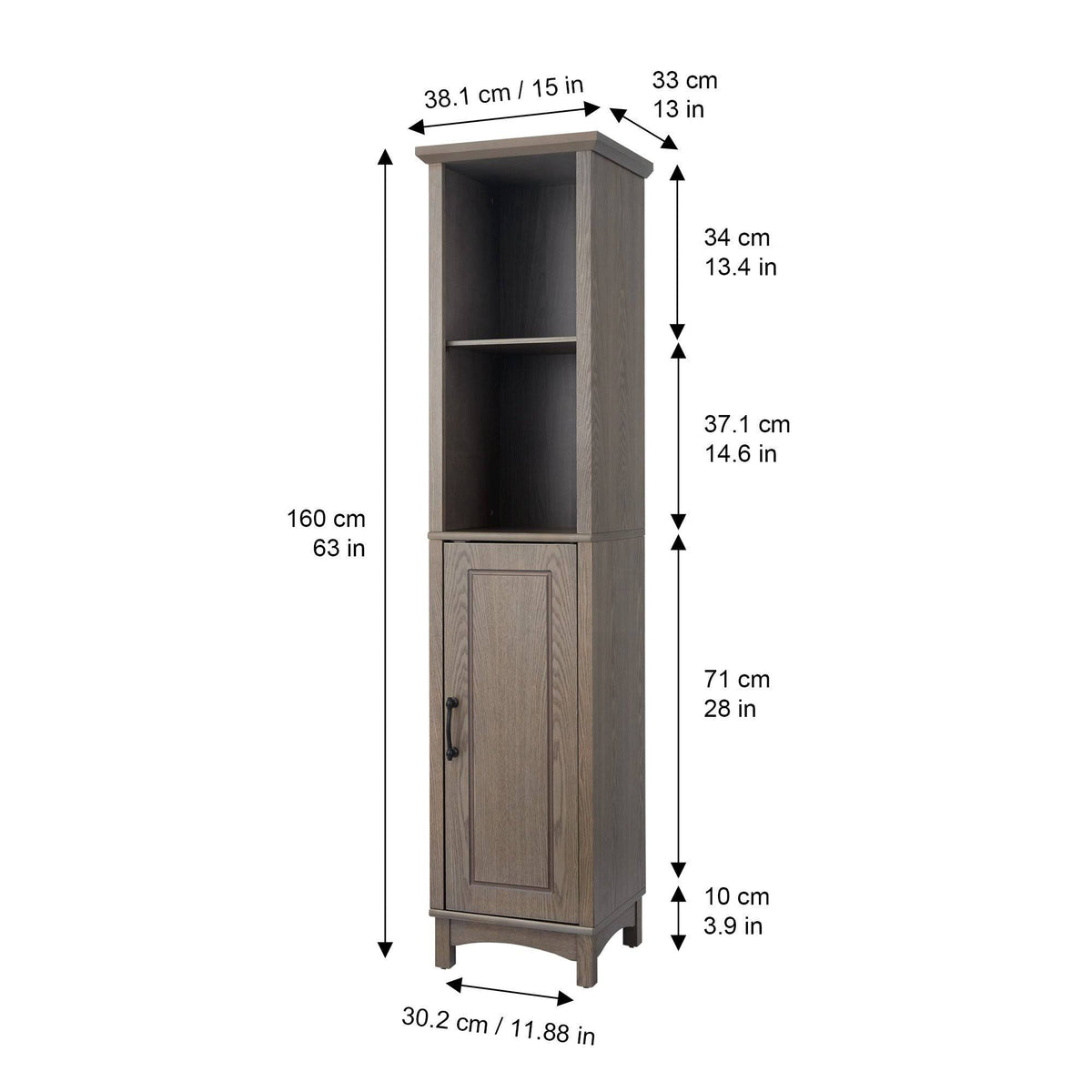 Wooden Bathroom Cabinet Linen Tower Salt Oak X837