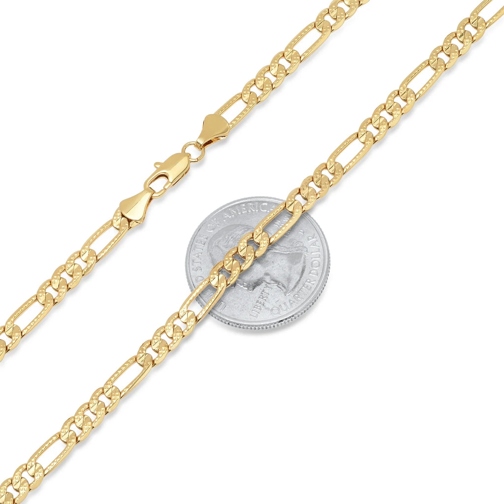 14k Yellow Gold Plated Figaro Choker Chain Necklace, 16 inches W545779