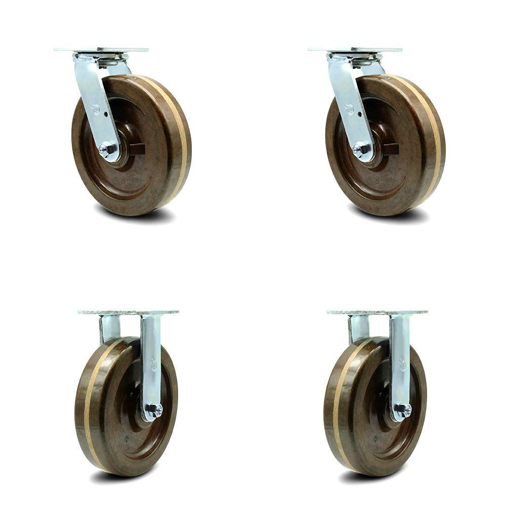 5" x 2" Brown Wheel Swivel Top Plate Caster, Pack of 2 I653