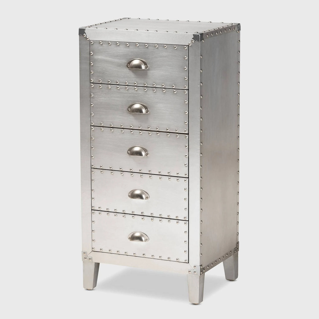 Silver Metal 5-Drawer Accent Chest Z947399