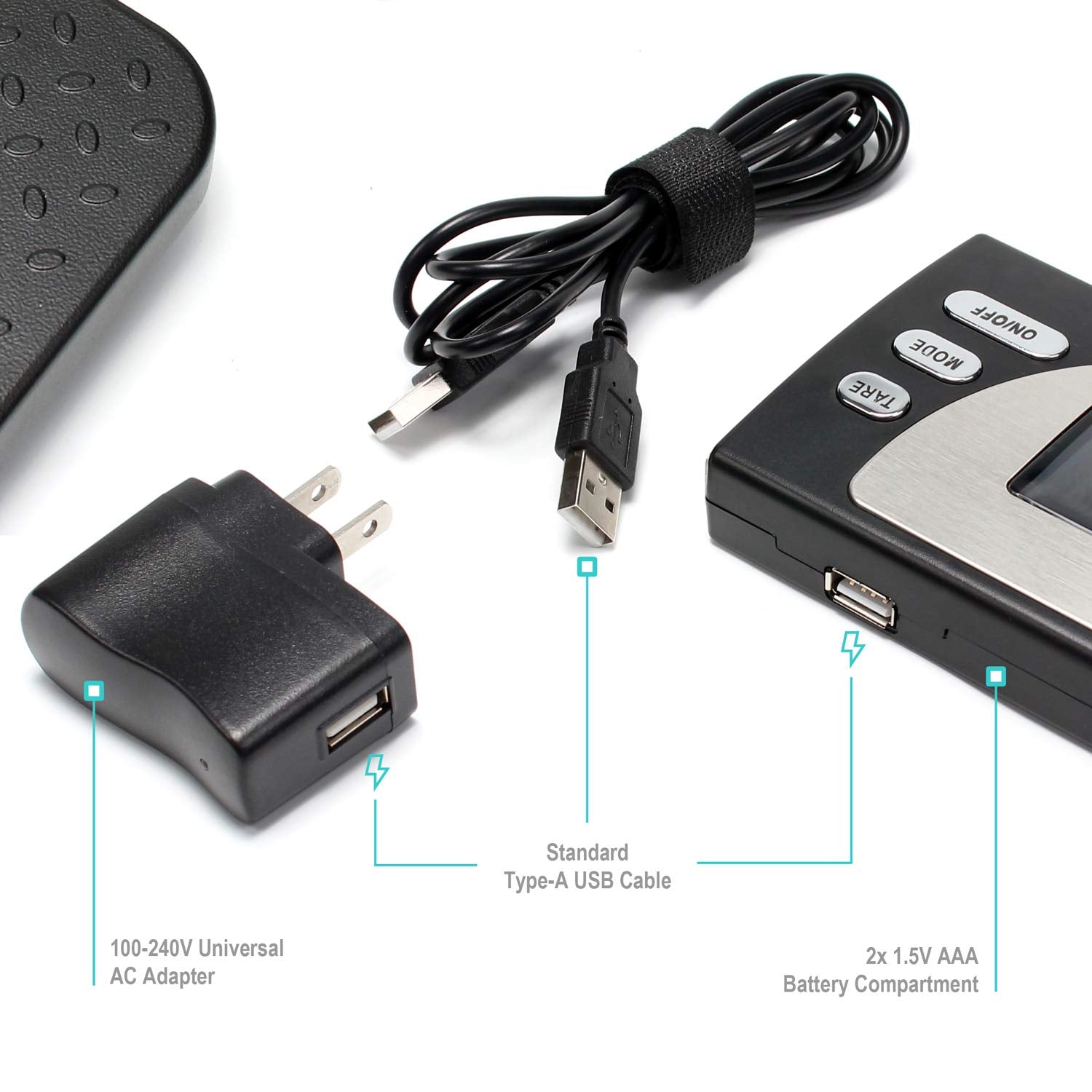 Digital Heavy Duty Postal Shipping Scale, Cast Aluminum Pan, Backlit LCD, AC Adapter, Multi Weight Unit, Pack of 2 W359340