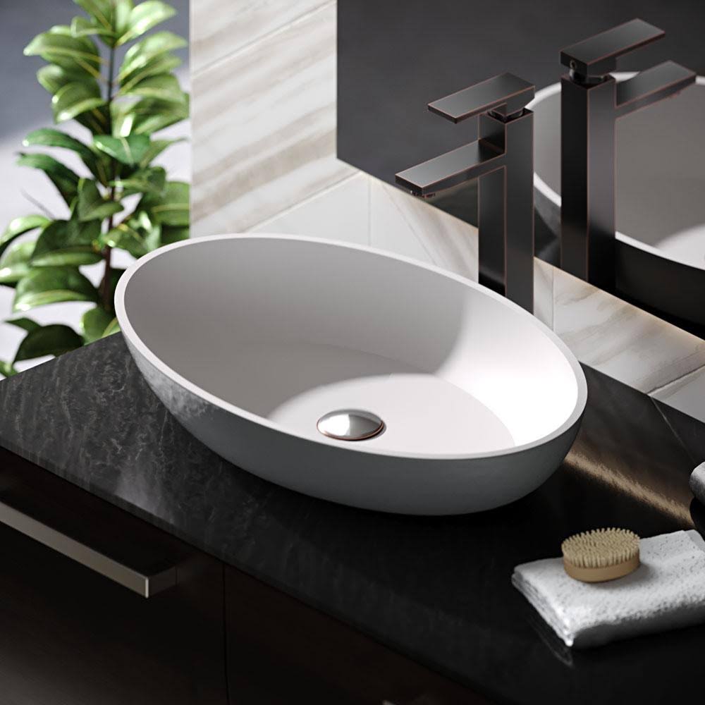 Stone Composite Oval Vessel Sink with Faucet U140988