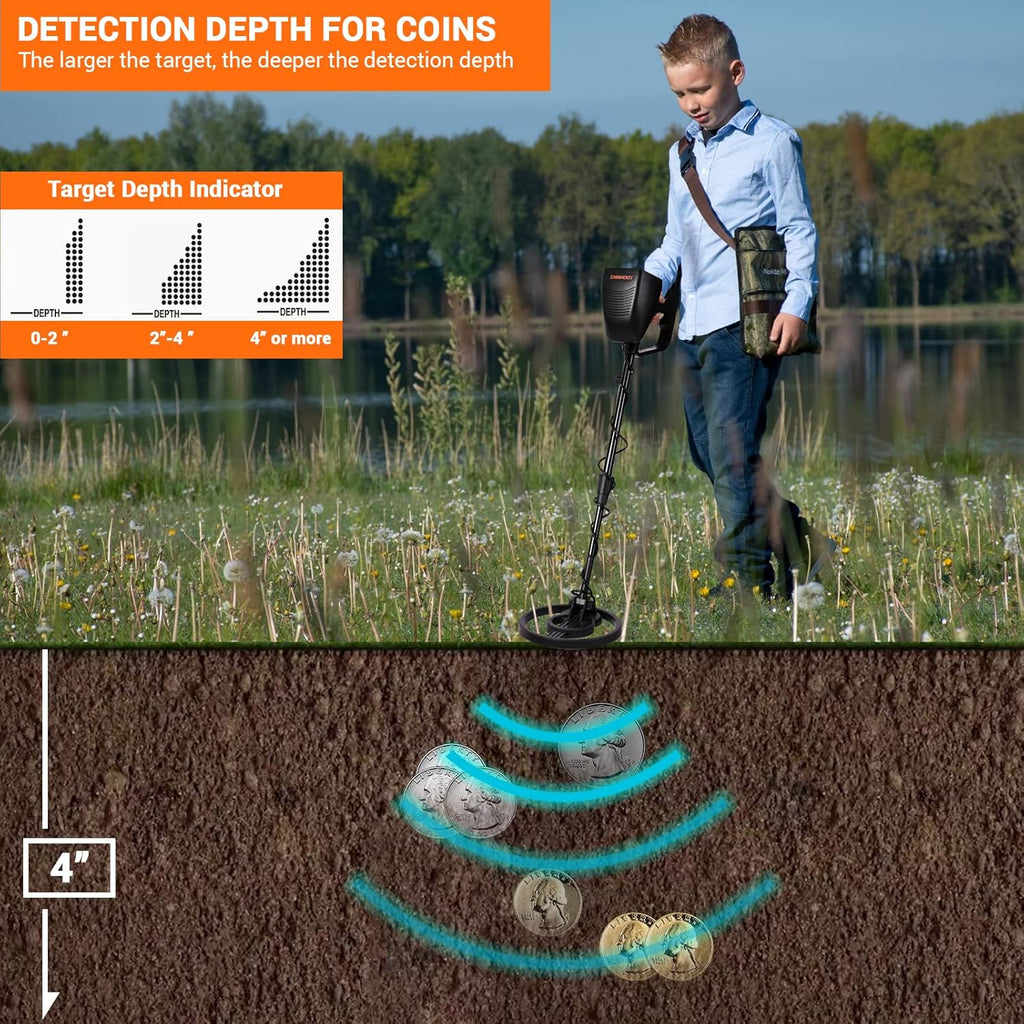 Metal Detector with LCD Display, Waterproof Coil, Carrying Case Pack of 2 V609995