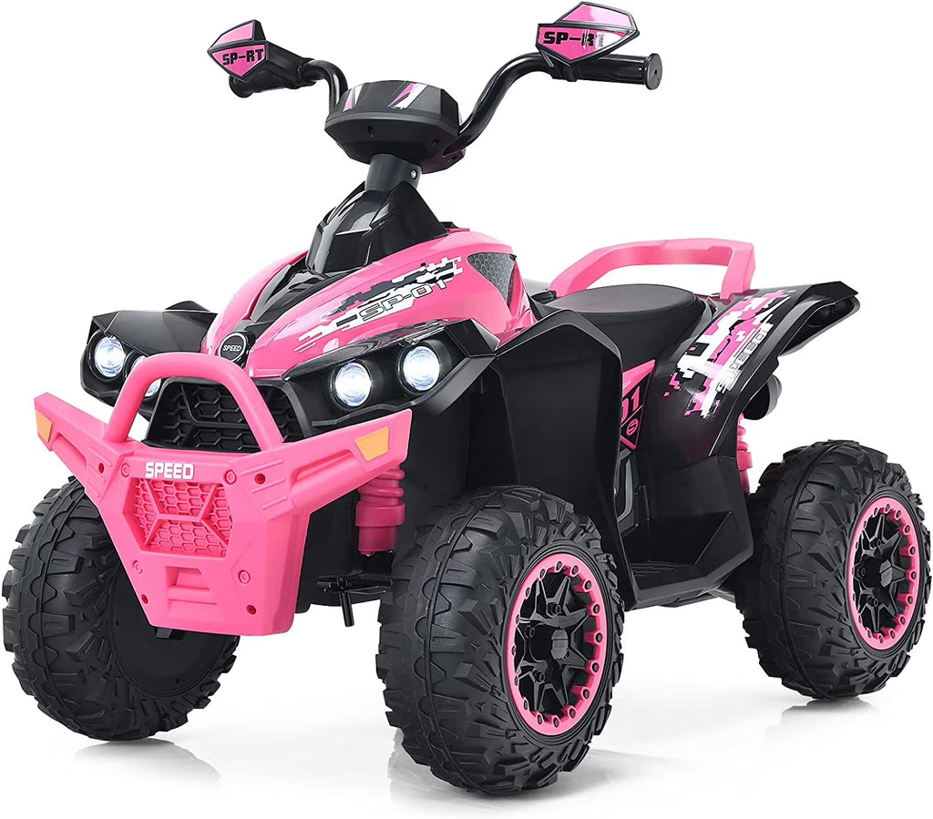 12V 4 Wheeler Quad Toy Ride On ATV with LED Lights (Coral) A7644