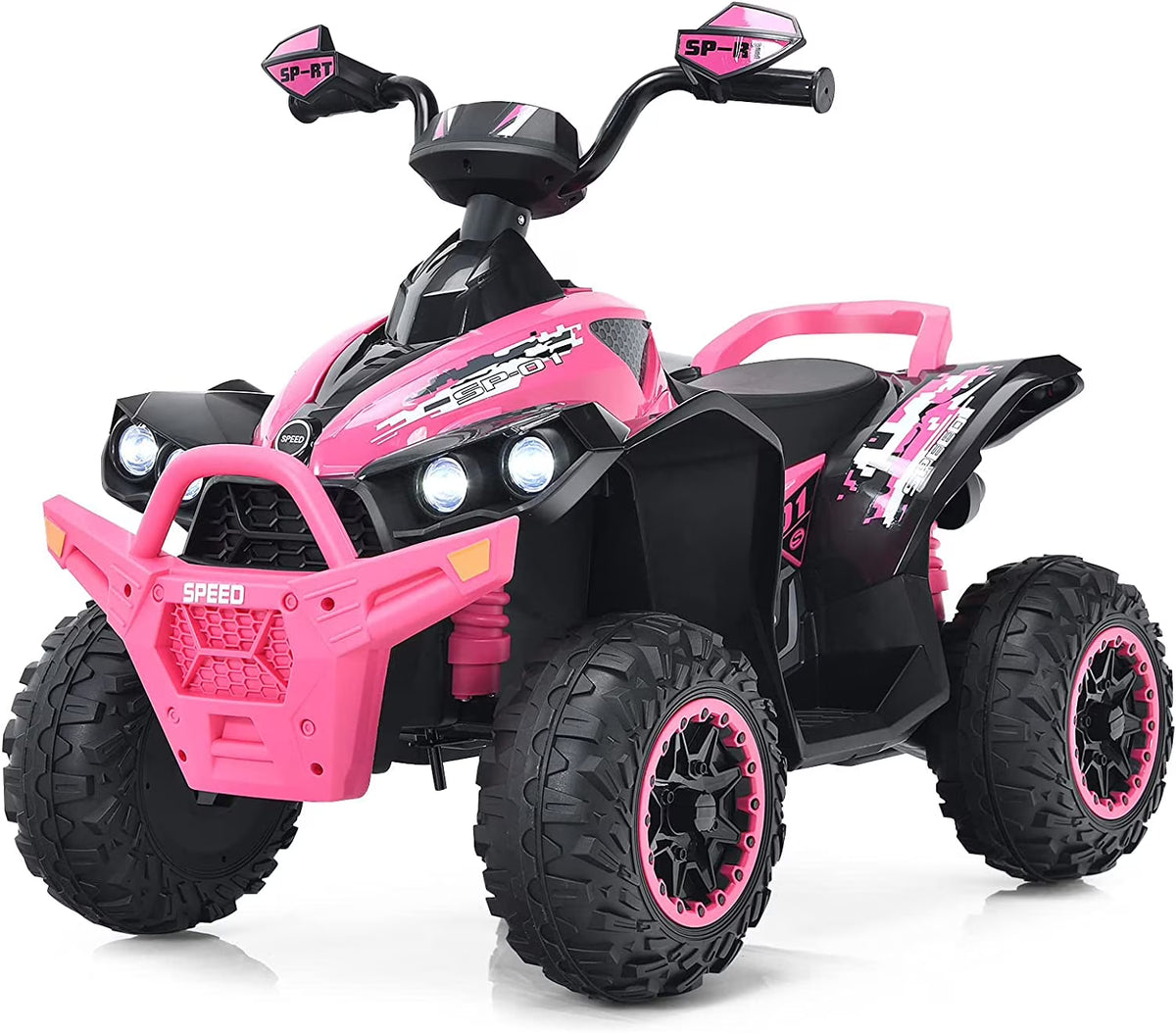 12V 4 Wheeler Quad Toy Ride On ATV with LED Lights (Coral) A7644