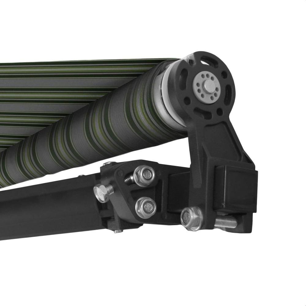 Black Frame Retractable Patio Canopy Awning 12 x 10 ft Multi Green K368