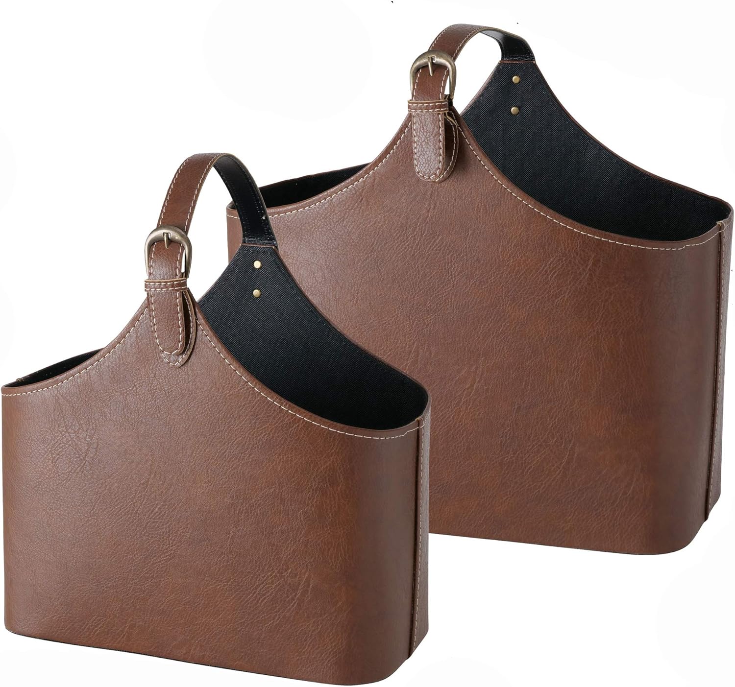 Magazine Holder Racks, Set of 2, Dark Chocolate Brown Tone, Faux Nubuck Suede F764259