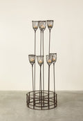 Glass Votive Holders in Tall Wire Plant/Yard Stakes Set of 4 Styles Q308